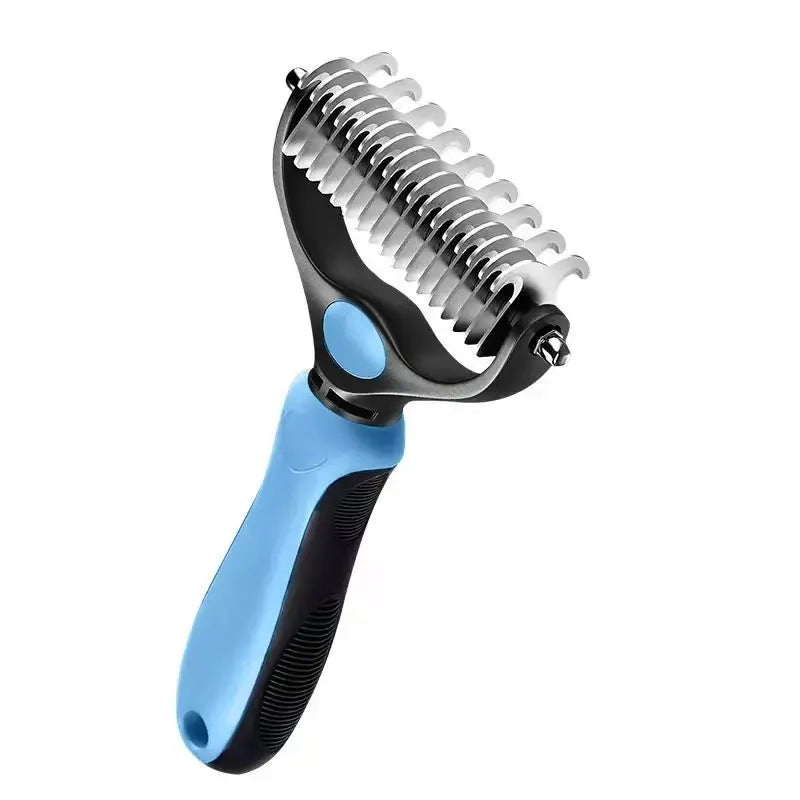 Pet Dematting Undercoat Rake for Long Haired Dogs Cats, Double Sided Deshedding Brush, Pain Free Tangle Remover to Reduce Shedding & Mats, Pet Grooming Tool N2 Comb