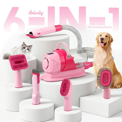Anlecity 6-In-1 Pet Grooming Vacuum Kit for Dogs Cats, 3L Large Cup, 3 Suction Modes, Low Noise Dog Hair Vacuum Trimmer with 3-15Mm Guide Combs, 99% Hair Captured All-In-One Home Pet Groomer Remover #Petgrooming #Tiktokmademebuyit