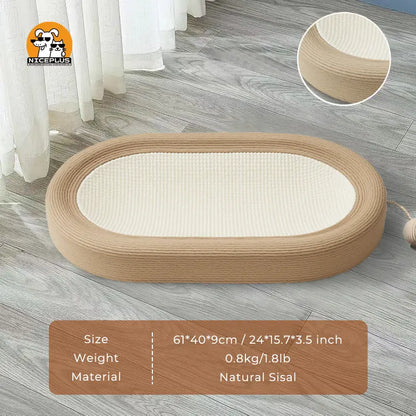 NICEPLUS Pet Sisal Cat Scratcher Cardboard Lounge Bed - Multi-Purpose Dog & Cat Furniture, 24X15X3.5 Inch, Anti-Slip Design, Ideal for Indoor Cats