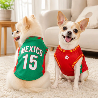 Mexico 15 Pet Jersey Shirt for Small Medium Dogs and Cats, Breathable Mesh Soccer Style Pet Vest, Sleeveless Puppy Sports Outfit, Cute Lightweight Dog Cat Clothes for Daily Wear, Outdoor Walks, Photos and Parties