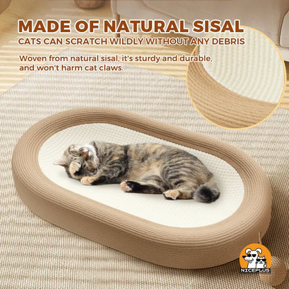 NICEPLUS Pet Sisal Cat Scratcher Cardboard Lounge Bed - Multi-Purpose Dog & Cat Furniture, 24X15X3.5 Inch, Anti-Slip Design, Ideal for Indoor Cats