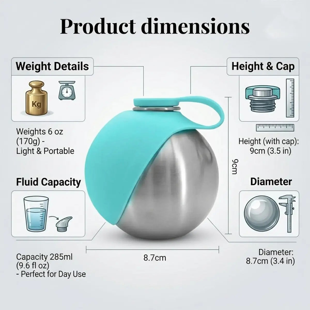 2-In-1 Portable Dog Water Bottle with Foldable Silicone Bowl, Bpa-Free Stainless Steel Pet Tumbler, Leak-Proof Travel Water Dispenser for Walking, Hiking & Road Trips(10Oz, Pink & Blue)