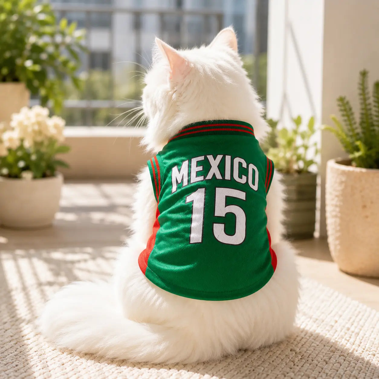 Mexico 15 Pet Jersey Shirt for Small Medium Dogs and Cats, Breathable Mesh Soccer Style Pet Vest, Sleeveless Puppy Sports Outfit, Cute Lightweight Dog Cat Clothes for Daily Wear, Outdoor Walks, Photos and Parties